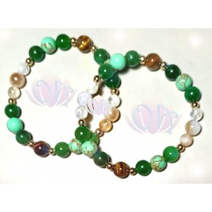 PULSEIRA ANCESTRAL - 5º RAIO - CHAMA VERDE (C/ PEDRAS PRECIOSAS)